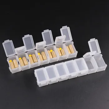 Weekly Pill Organizer 7 Days Medicine Box Travel Daily Pill Box Fish Oil Calcium Tablets Supplements Vitamin Weekly Dispenser