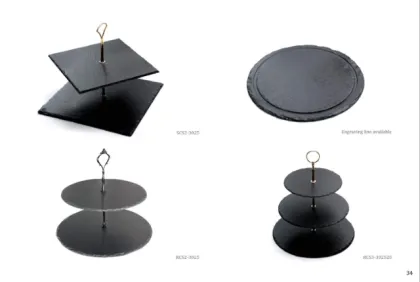 Kinslate Factory Direct Sell slate tableware 3 tier slate cake stand