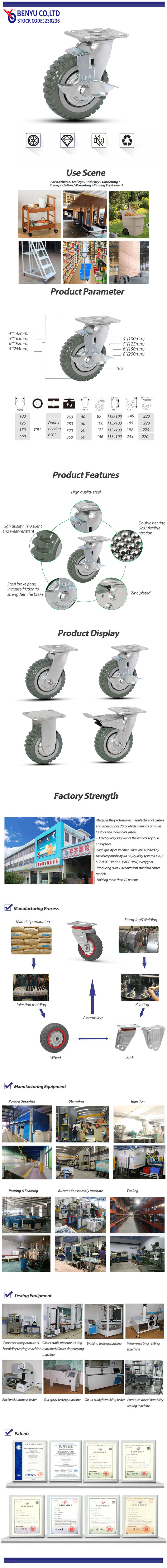 Brake Caster PU Wheel