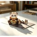 Wyskakująca karta urodzinowa Steampunk Panda