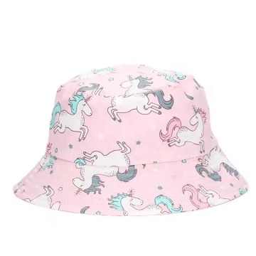 Unisex Kids' Spring & Summer Printed Bucket Hats: Breathable Polyester for Sun Protection, Beach Sports, Travel, and Outdoor Activities