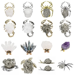 Druzy Raw Pyrite Alloy Crab Ornaments Figurines Tumbled Raw Gemstone Animals Home Decoration