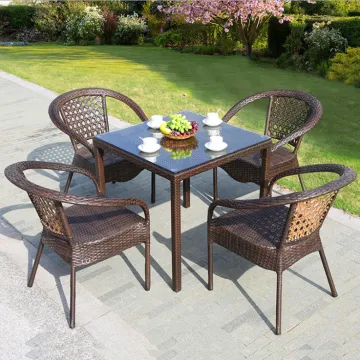 Outdoor PE rattan furniture wicker garden dining sets table and chair