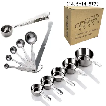 430 Stainless Steel Measuring Spoon and Cup Set with Clip Scale Tool