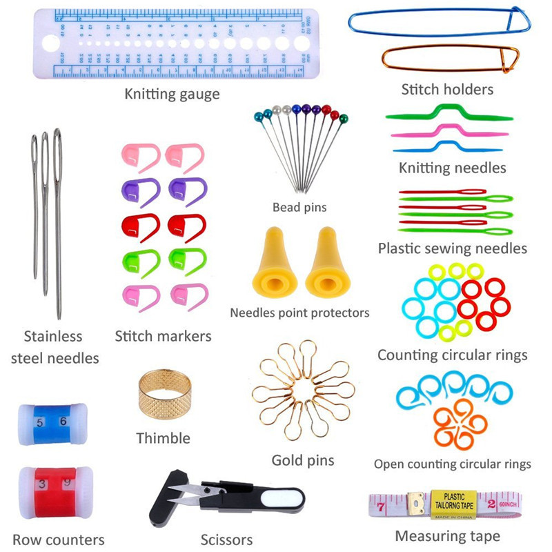 100Pcs/22Pcs DIY 22 Sizes Crochet Hooks Needles Stitches Knitting Craft Case Crochet agulha set Weaving Tools Sewing Tools