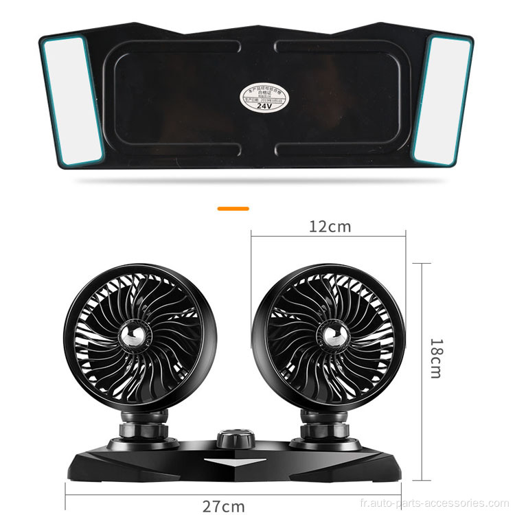 Ventilateur de refroidissement de voiture de ventilateur à double tête portable