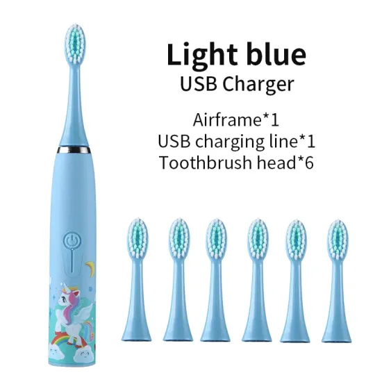 Waterproof IPX7 USB Rechargeable Portable Sonic Kids Toothbrush with Soft Bristles - Perfect for Children's Teeth Cleaning