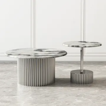 Round marble combination small-style coffee table