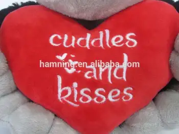 customized plush forest animal orangutans with embroidered heart