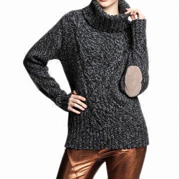 Ladies' Pullover with High Neck, Made of 35% Nylon, 24% Acrylic, 25% Merino and 16% Mohair