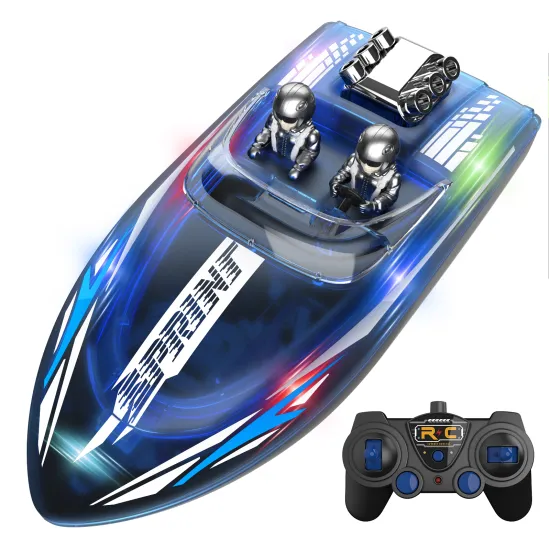 Flytec V222: The Waterproof Speedboat with LED Lights - A Thrilling 2.4GHz RC Racing Toy for Kids