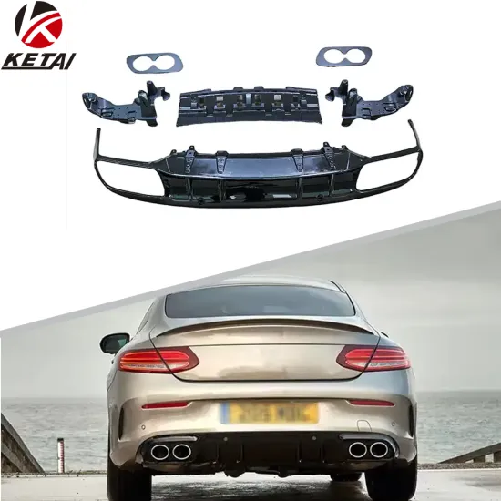 C43 Style Black Car Bumper Rear Diffuser for BENZ C205 AMG Coupe 2015-2021