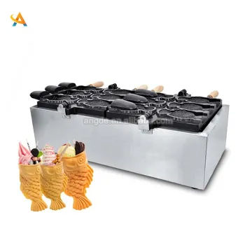 Commercial Electric Open Mouth Ice Cream Taiyaki & Fish Waffle Maker Snack Machine