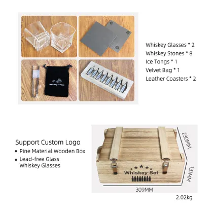 Bourbon Stones Gift Set with Wood Box