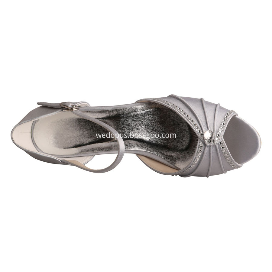 Evening Shoes Low Heel Sandals Silver
