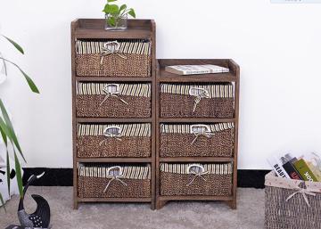 Vintage Antique Solid Wood Drawer Storage Cabinet