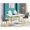 Table And Chairs Modern white marble stainless steel dining table Manufactory