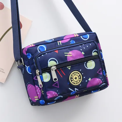 Portable Nylon Crossbody Bag with Zip Closure for Middle-Aged and Elderly Women