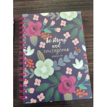 Be Strong and Courageous Christian Journal Floral Spiral Hardcover