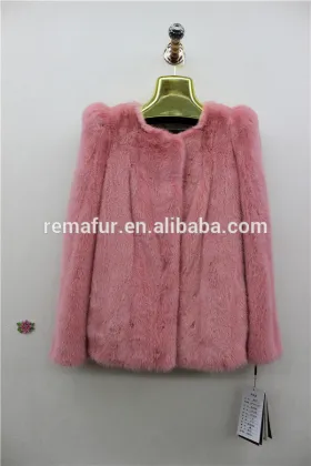 Pink Color Real Mink Coat