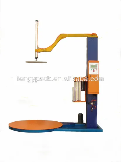 Pallet wrapping machine with top hold device