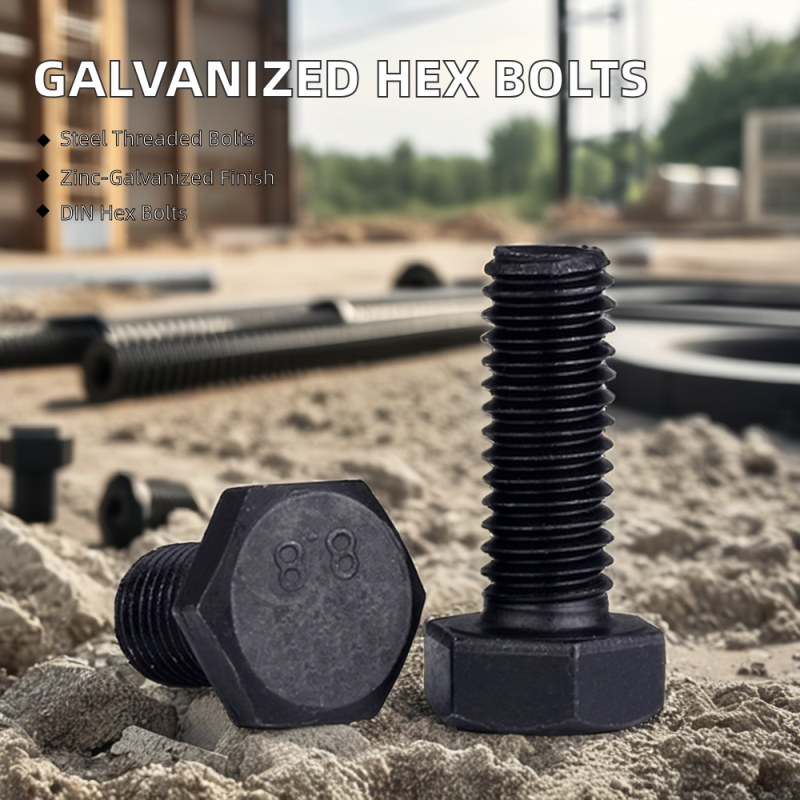 Hot Dip Galvanized Steel Hexagon Head Bolts Screws & Nails-DIN Standard Plain Finish Hex Bolt