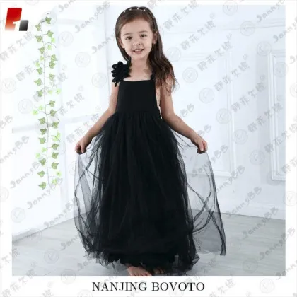 black couture ball gown flower girl dress