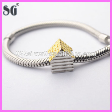 Genuine 925 Sterling Silver Screw Thread Bead Manufacturer Gold House Charms fit European Bracelet Snake Chain hot Selling