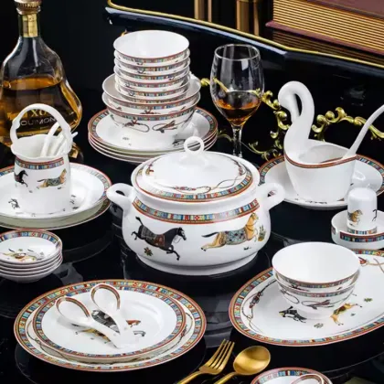 Wholesale European High-Quality Bone China Horse Design Tableware Set