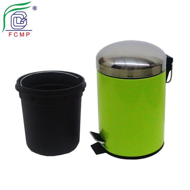 green trash can with linner