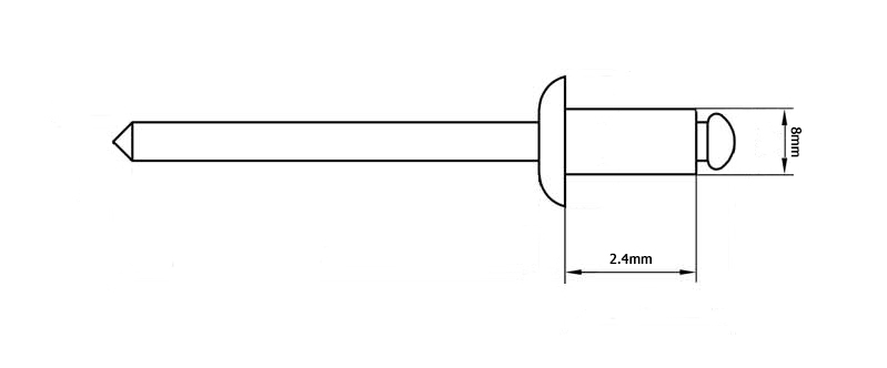 Rivetas de cabezal de aluminio/cúpula de acero de 2.4x8.0 mm