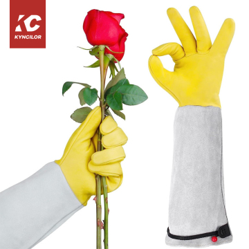 Breathable Leather Rose Pruning Gauntlet Gloves - Thorn-Proof Hand Protection for Men and Women