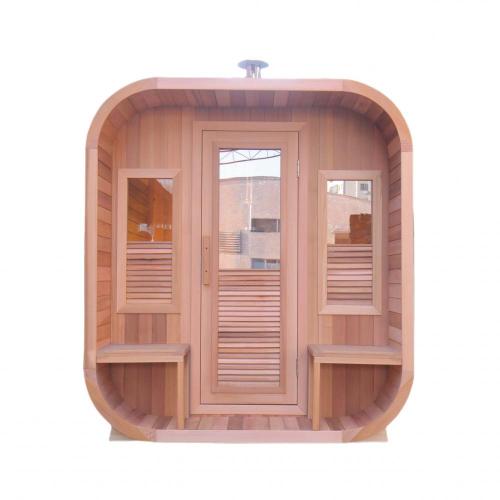 China New Design Hemlock Outdoor Square Barrel Sauna Factory