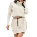 Frauen Rollkragenpullover Kleid Strickpullover