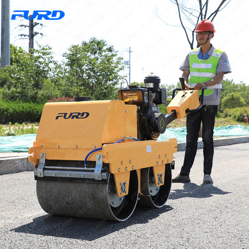 Máquina de construcción 550 kg caminatas detrás de doble rueda Roller de carretera Fyl-S600JH