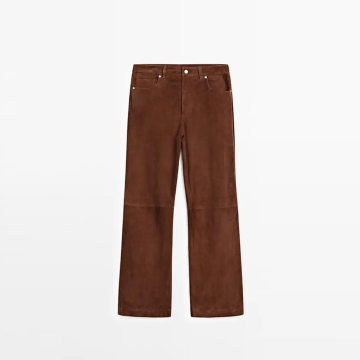 Pantaloni per gambe in pelle in pelle in pelle scamosciata moderna da donna