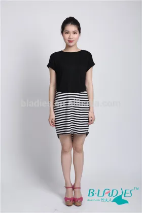 Bamboo fiber T-shirt Lady's Retro Stripes maternity dress