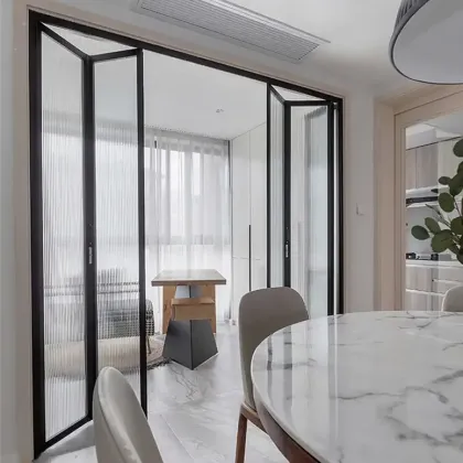 DTOP Slim Fold Glass Door - Interior Narrow-Frame Folding Door with Suspended Rail