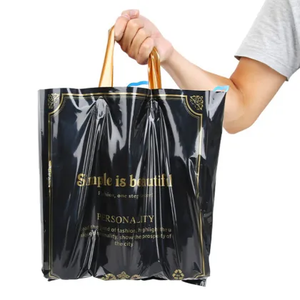 HDPE Single Layer Plastic Bags with Your Logo: Custom Plastic Handle Shopping Bags