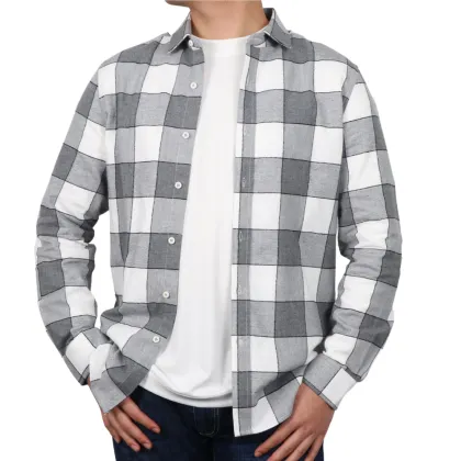 Factory Thin Cotton Plaid Shirt for Men - Spring and Autumn Check Plaid Shirt
