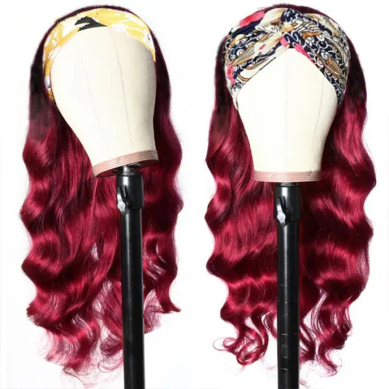 Headband BodyWave Wig Human Hair Ombre 1B 99J 30 Headband Wig With Headband Attached Branzilian Body Wave Wig For Women