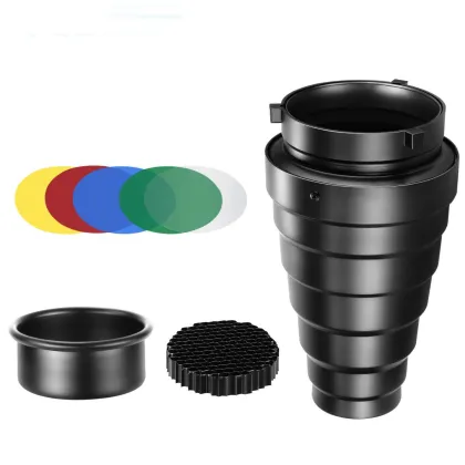 Conical Snoot with Honeycomb Grid and Color Filters for Elinchrom Flash Mount