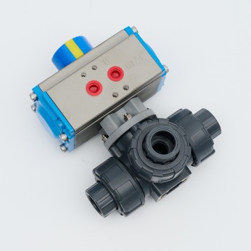 atmospheric pressure pneumatic UPVC three-way ball valve