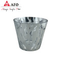 Silver bark pattern electric plated glass candle holder