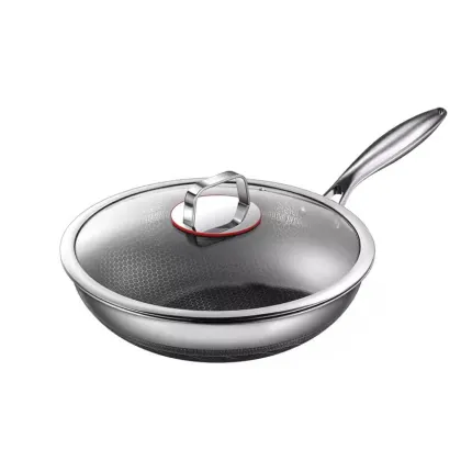 304 Stainless Steel Reusable Honeycomb Frying Pan - Non Stick Wok for Restaurants