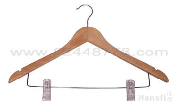wooden  hanger with plastic clip