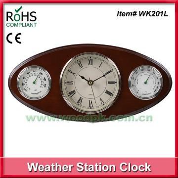 Wooden weather station clock