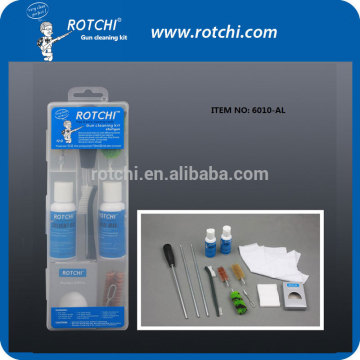 Aluminium rods shotgun cleaning kit with solvent and gun oil,funcitional gun cleaning kit,plastic box gun cleaning kit