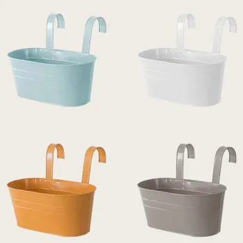Custom Color Galvanized Railing Planters with Detachable Hooks for Balcony Fences