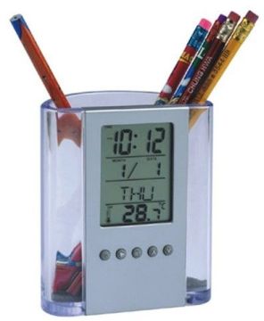 Oem Multi-function Professional Electric Digital Table Clocks, Acrylic Pen Container Clock